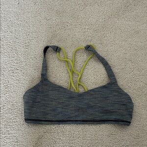 lululemon athletica Strappy Sports Bra - Gray and Yellow -10/12